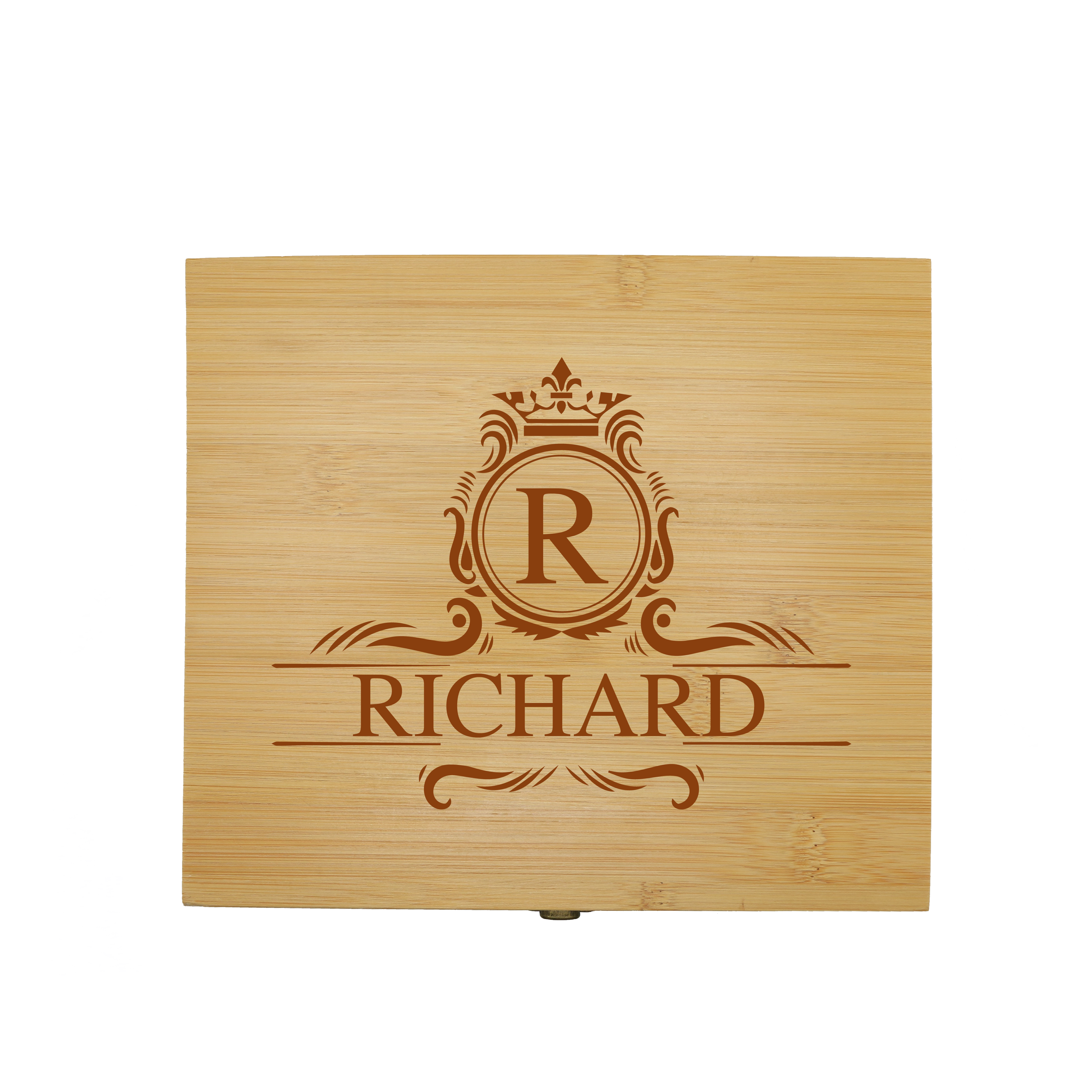 Personalised Name & Initial Wooden Whisky Box Gift Set 